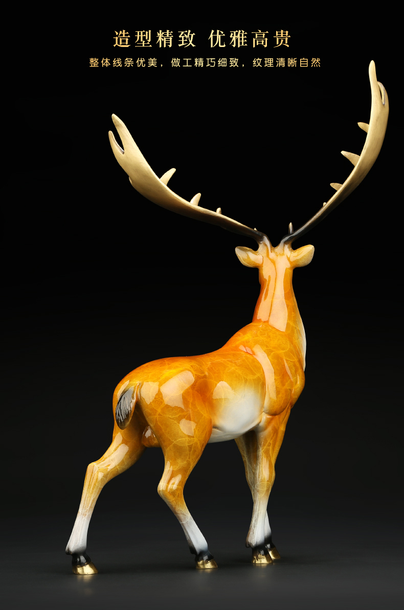 慕洛奇福鹿临门全铜麋鹿摆件装饰工艺品店铺开业创意礼品招财客厅书房