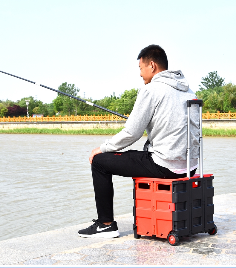 新款可折叠鱼箱渔具拉杆箱闪电客多功能钓鱼箱子钓箱便携可坐收纳箱