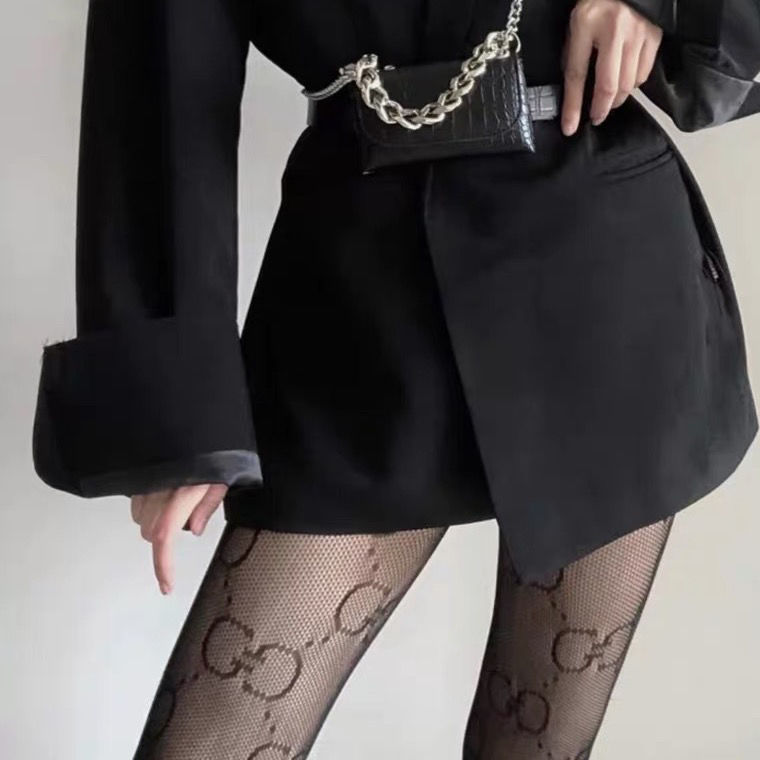 黑丝袜女春秋冬连裤袜子ins潮网红字母超薄款黑色渔网袜打底裤袜小g