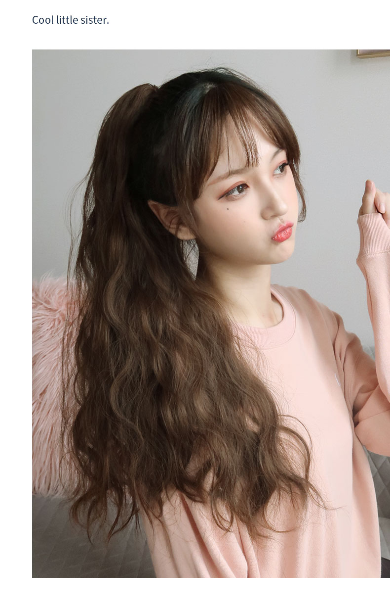 玉米烫马尾假发女 虎口夹小波浪蓬松玉米烫辫子马尾无痕仿真假发 你