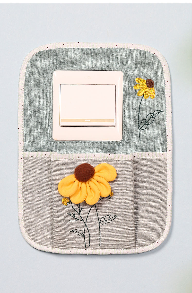 敬平挂袋开关贴 开关罩 带收纳兜 开关装饰套布艺开关套 繁花 开口