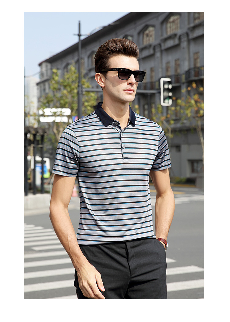 莱诗伯特桑蚕丝男士短袖t恤夏季青年短袖上衣 冰丝翻【价格 图片 品牌