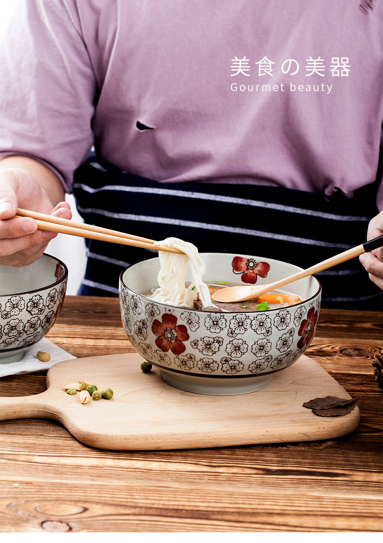 日式家用吃面碗大号 陶瓷面碗大碗汤碗 单个吃饭碗创意学生泡面碗