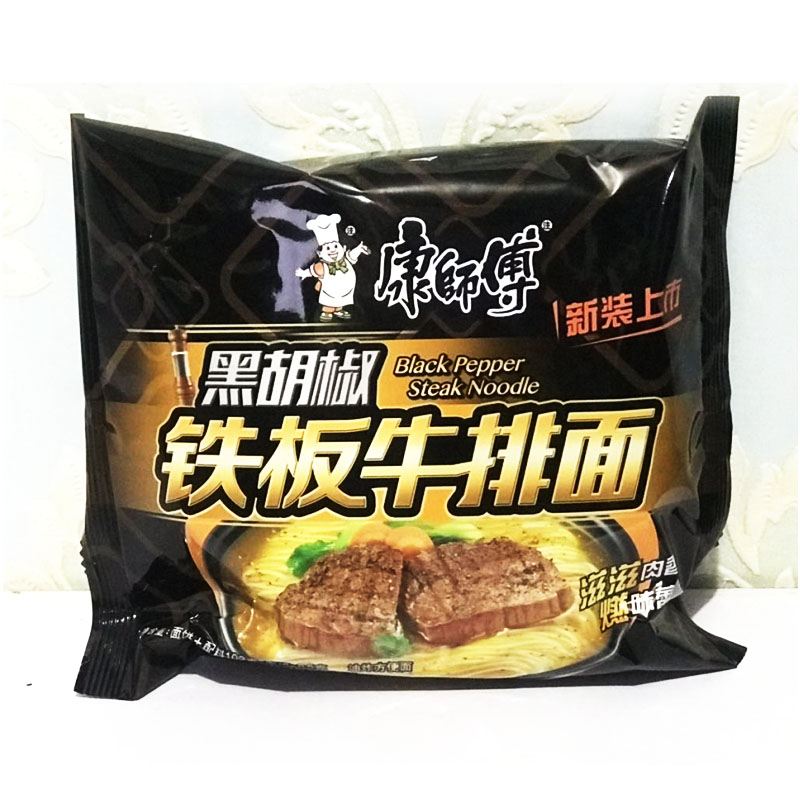 康师傅黑胡椒铁板牛排面102g*24袋装面泡面速食面整箱