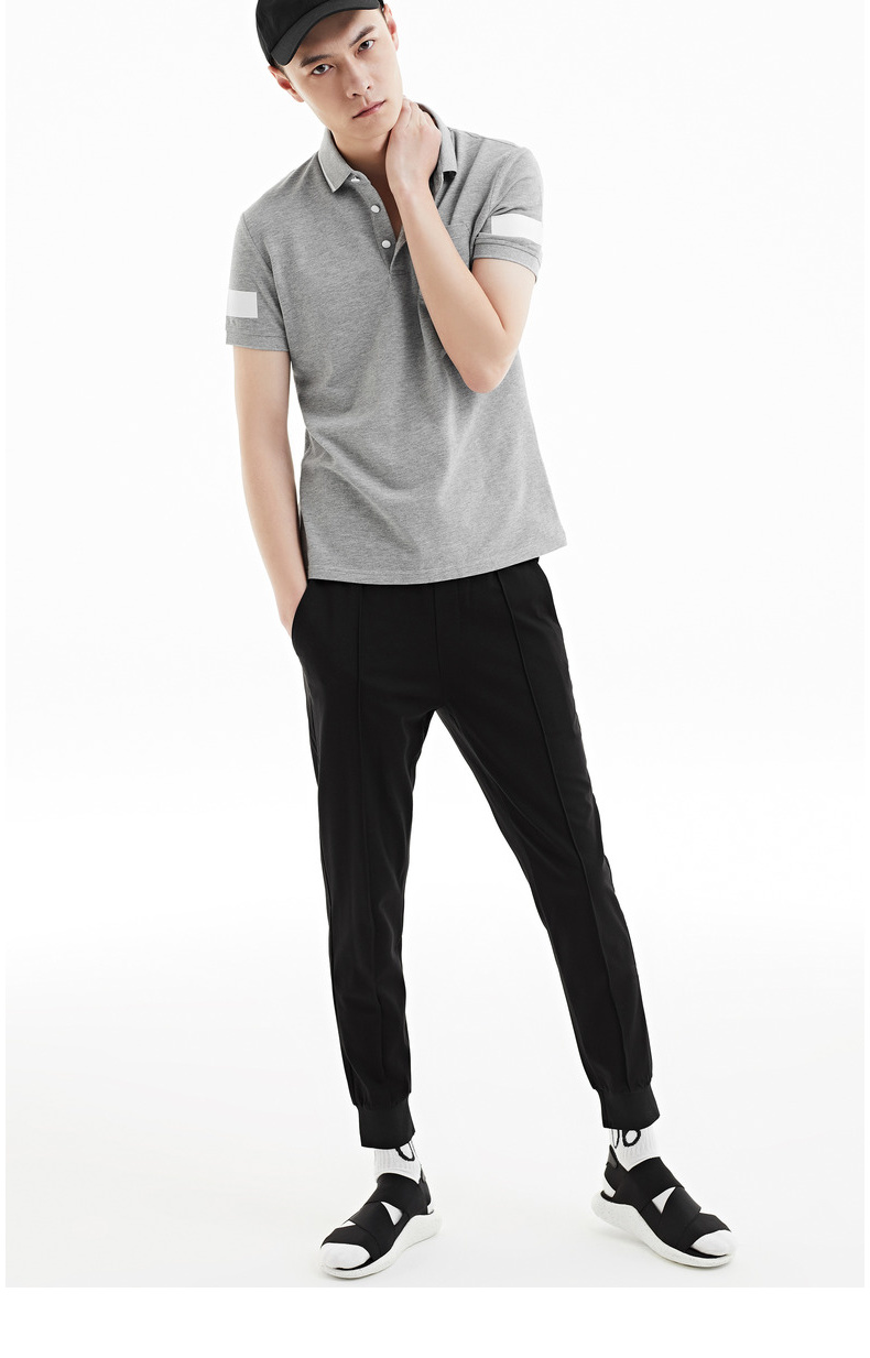 gxg男装夏季男士时尚青年商务流行灰色百搭短袖t恤翻领polo衫