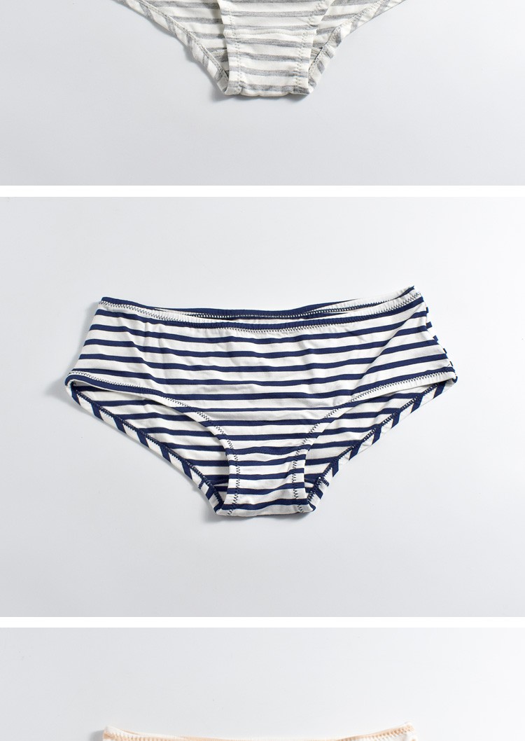 3条装蓝白条纹内裤女少女学生韩版简约潮流日系三角裤费琳
