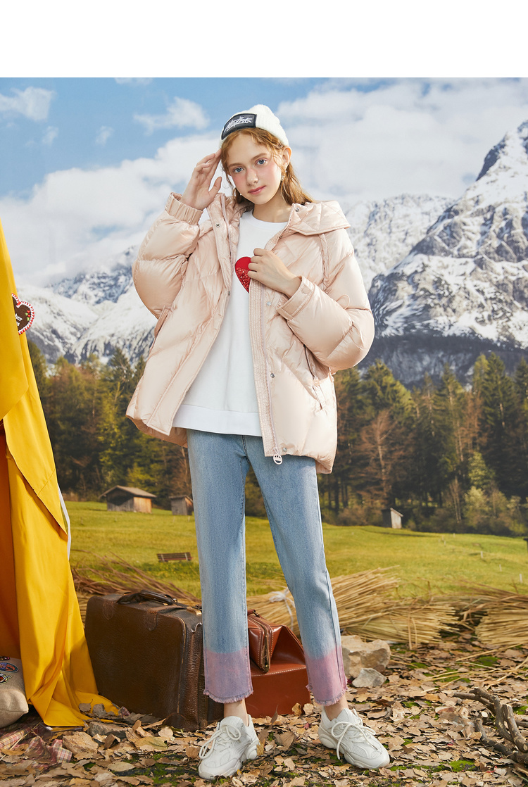 拉夏贝尔lababite拉贝缇新款羽绒服女装时尚中长款小个子外套60008617