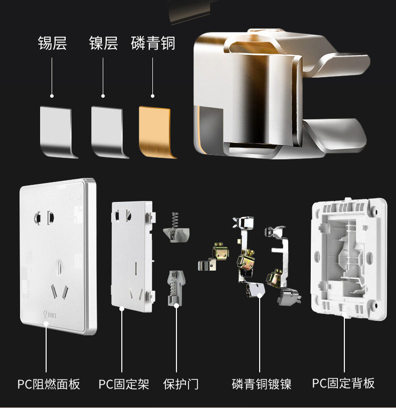 公牛开关插座旗舰店官方旗舰家用暗装墙壁插板16a5五孔usb面板g18五孔