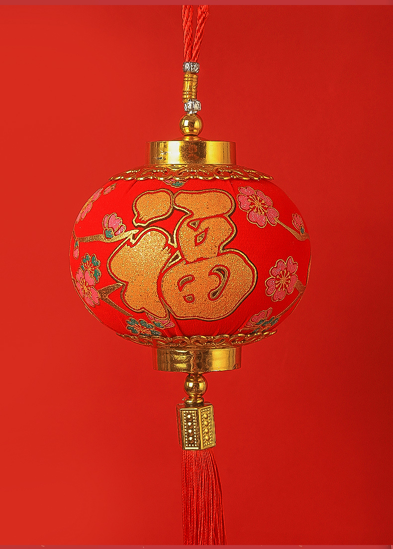 小红灯笼梅花福字连串新年过年春节装饰挂饰绒布户外场景布置大号梅花