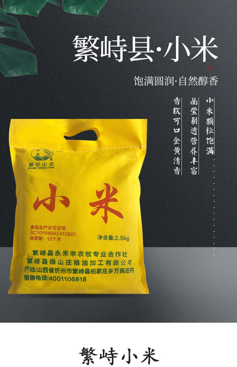 繁峙扶贫馆黄小米粥小黄米新米5斤无纺布袋小米山西特产2019农家五谷