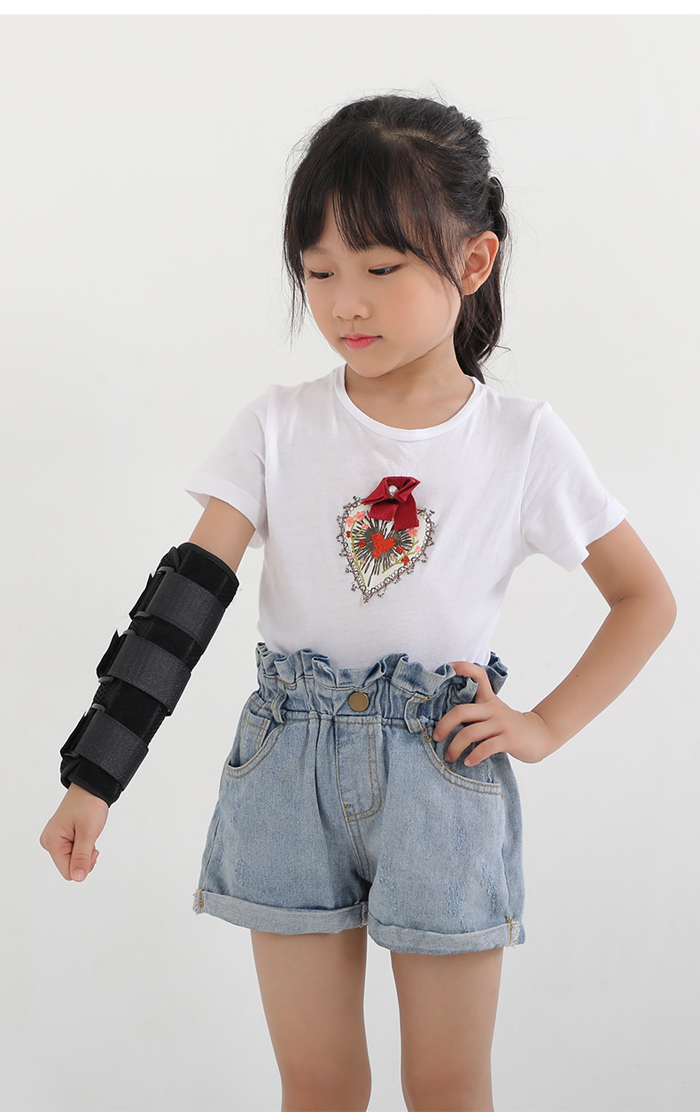 儿童肘关节固定支具上肢手臂骨折夹板中风偏瘫小孩康复训练器材黑色s
