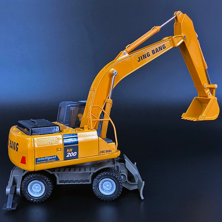 合金工程车轮式挖掘机挖土机钩机精致仿真合金汽车摆件模型玩具