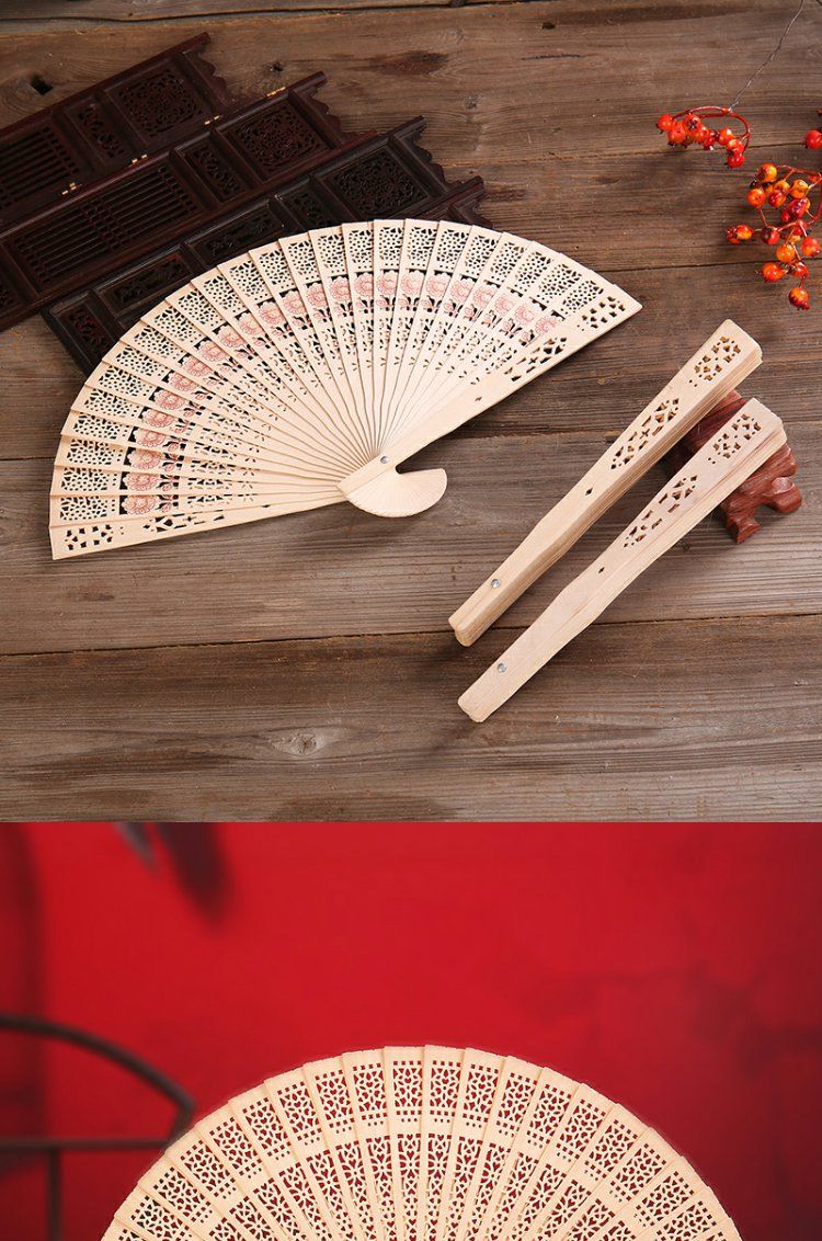 6寸7寸香木扇子中国风礼品檀香扇镂空扇全木扇舞蹈折扇折扇【价格