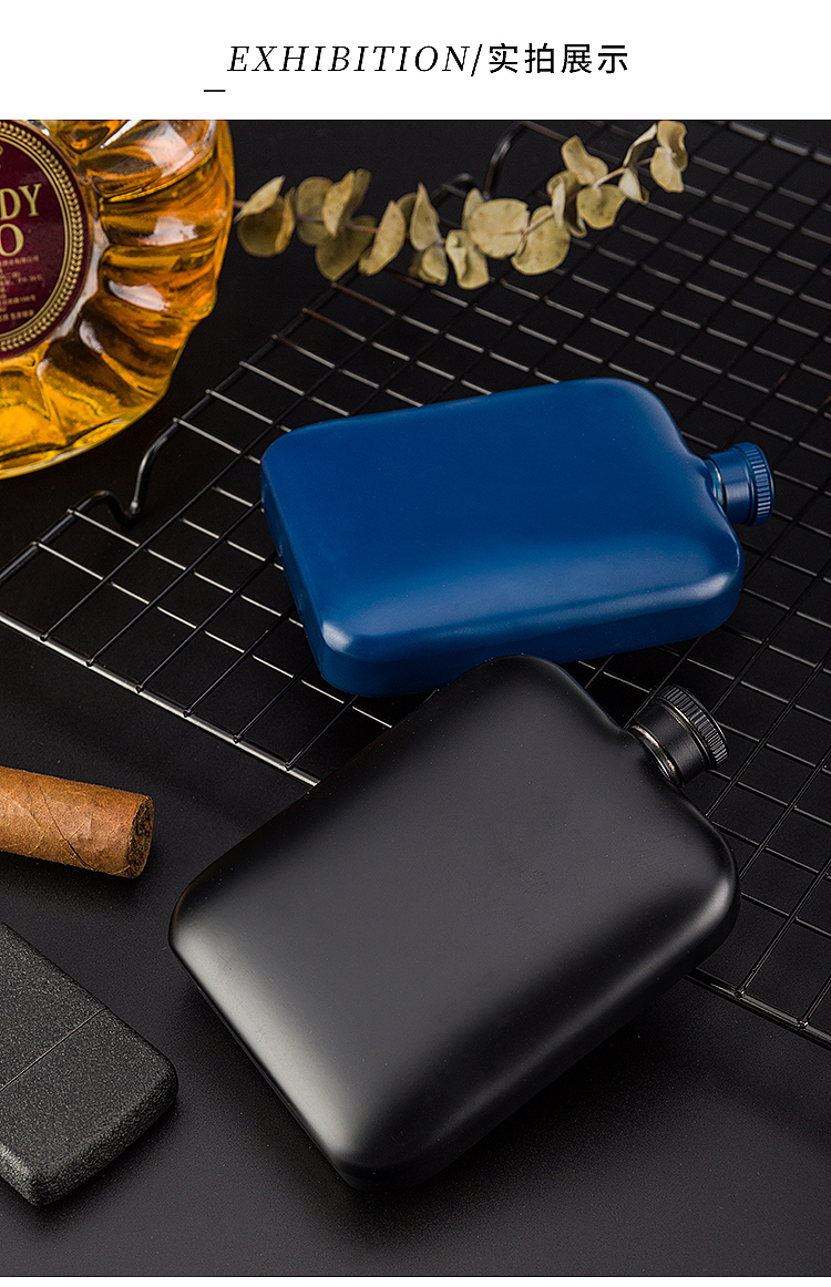 304不锈钢酒壶3两装户外小酒壶随身便携式小酒壶男女酒壶封后黑色酒具