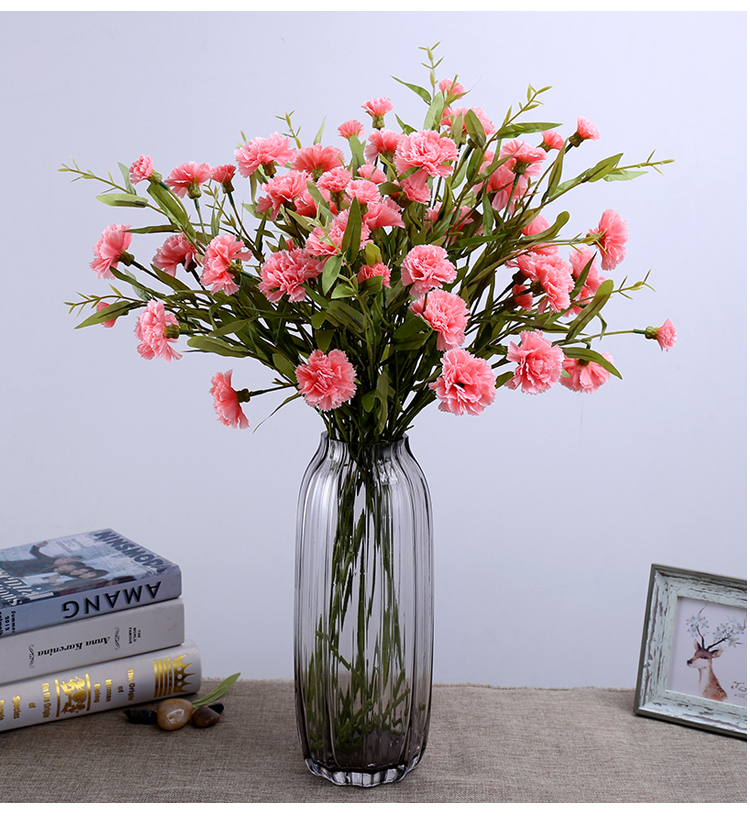 康乃馨仿真花高档假花绢花客厅餐桌摆放装饰插花花艺母亲节礼物大红色