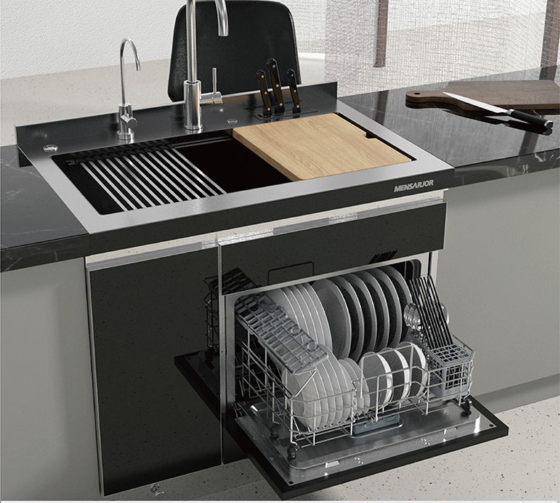美仕杰集成水槽洗碗机家用厨房消毒柜全自动烘干刷碗机单水槽一体柜