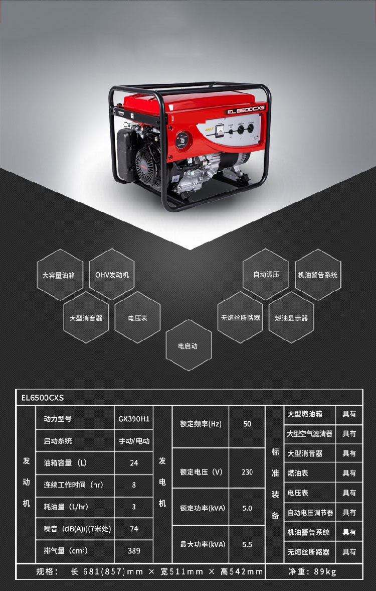 小型家用汽油发电机组古达2345kw千瓦单相220v