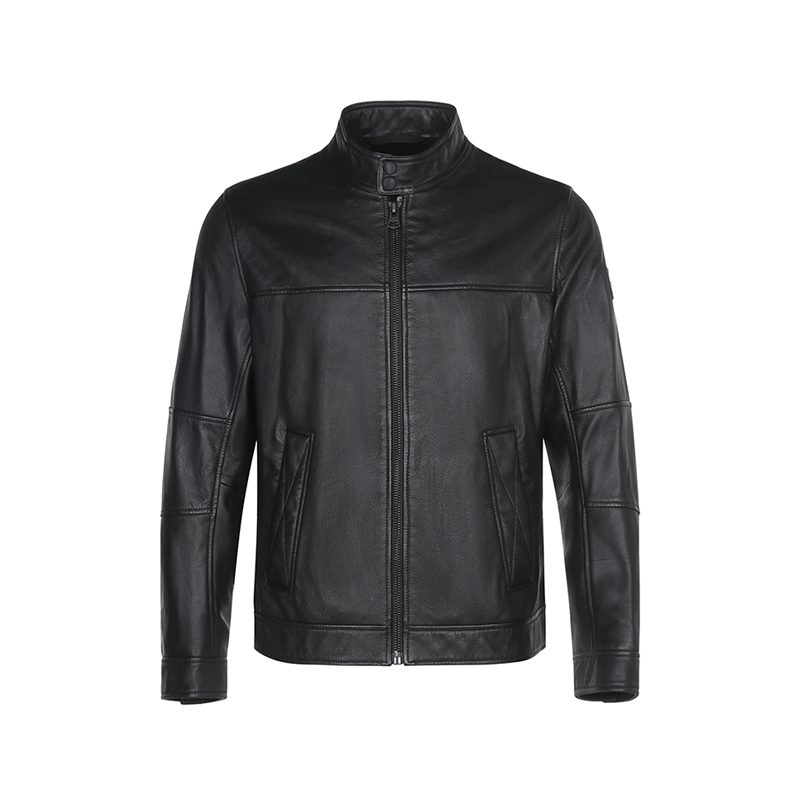 雨果博斯 hugo boss 男士 羊皮修身版皮衣夹克外套50452693