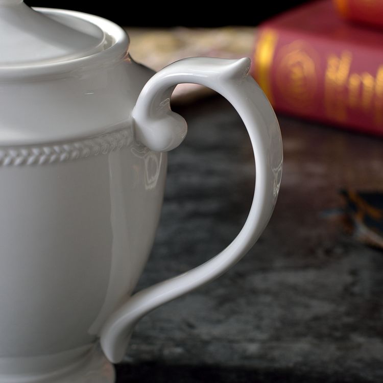 细口壶酒店餐厅欧式风格陶瓷咖啡壶茶壶纯色餐饮陶瓷壶大壶