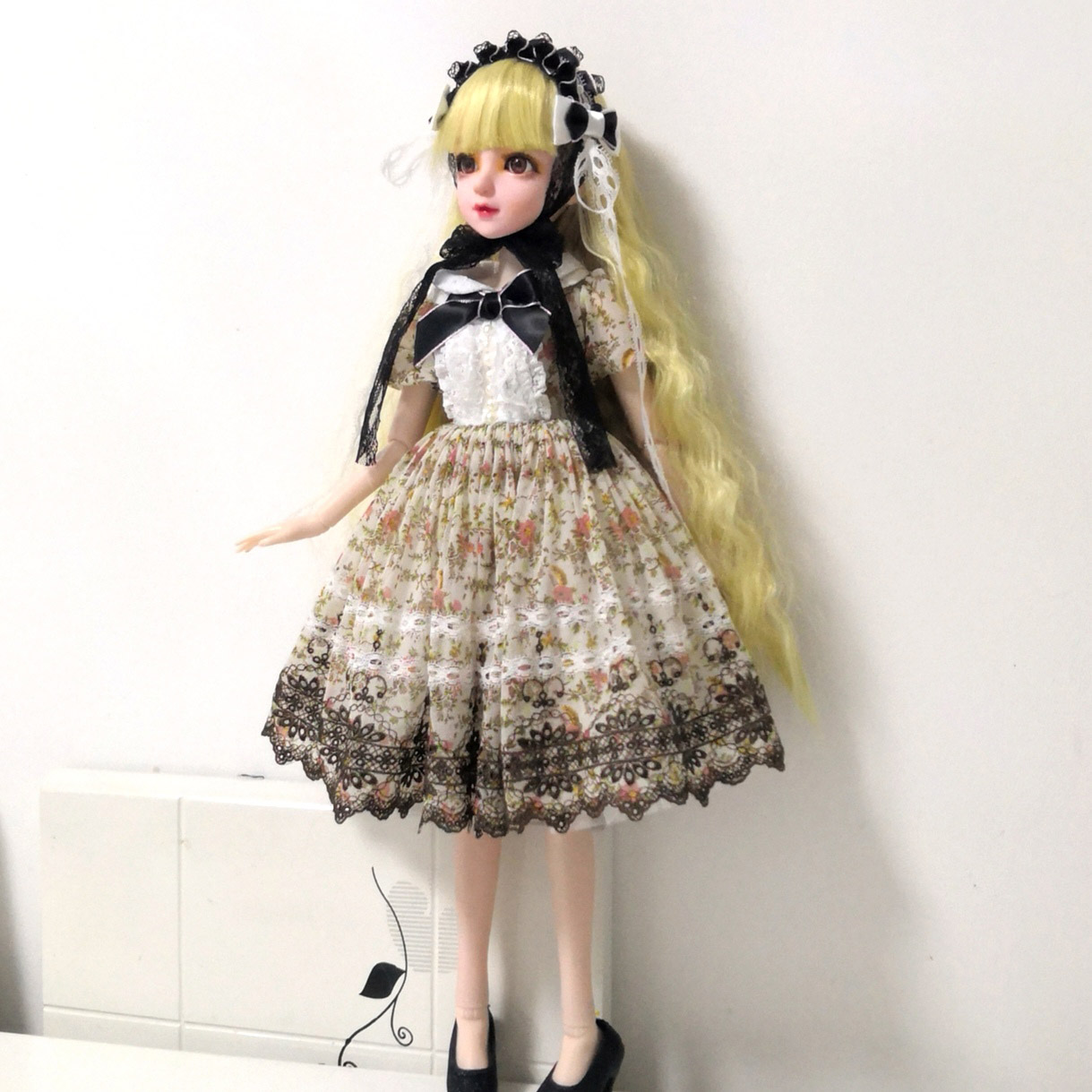 60厘米叶罗丽娃娃换装裙子 3分bjd娃娃换装衣服 公主蕾丝裙 黑粉刺绣