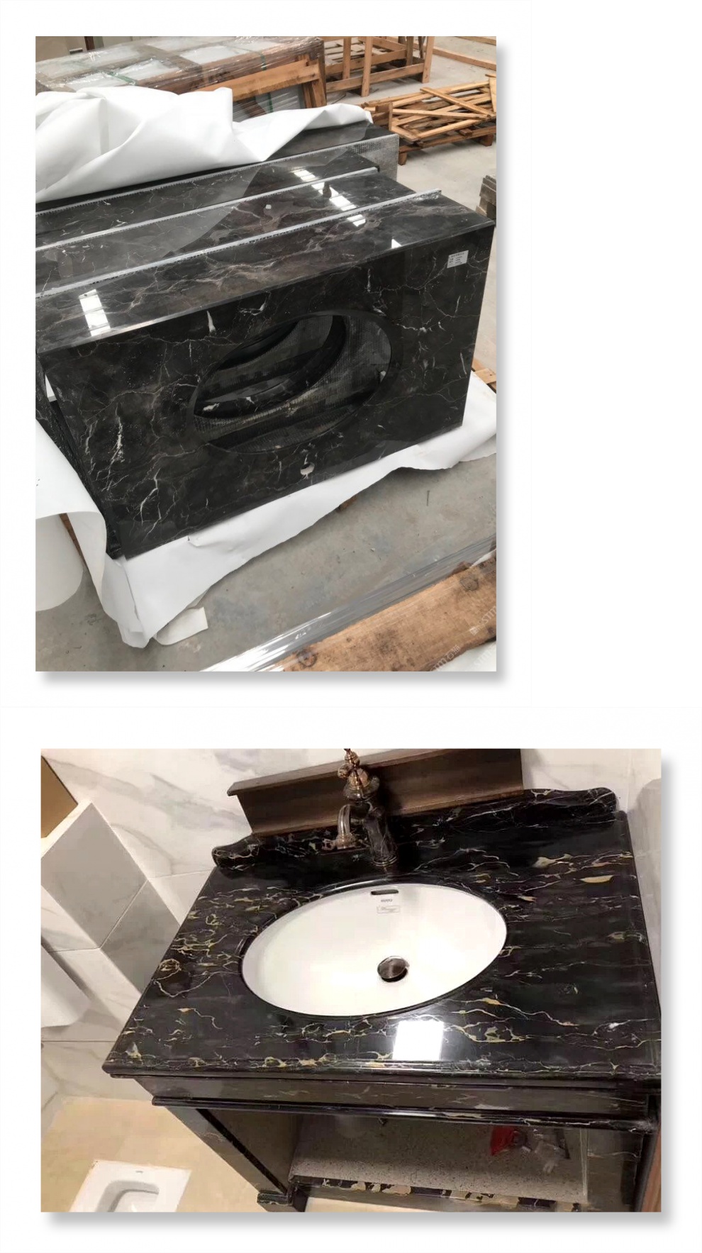 面盆 天然大理石洗手台定制卫生间ciaa洗漱台双层一体浴室柜台面户外