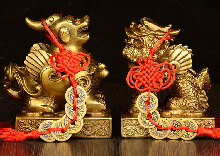 宏图好运铜貔貅摆件一对铜家居客厅办公室装饰品摆件