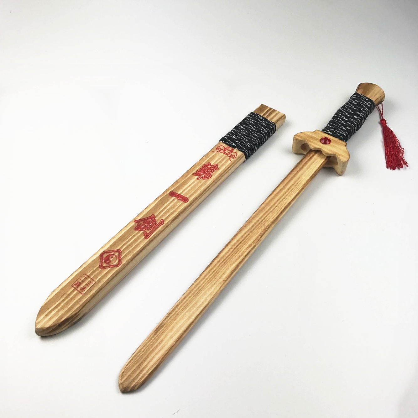 棕色 黑色绕带第一剑木刀木剑木头玩具刀剑儿玩具小刀剑舞台表演练习