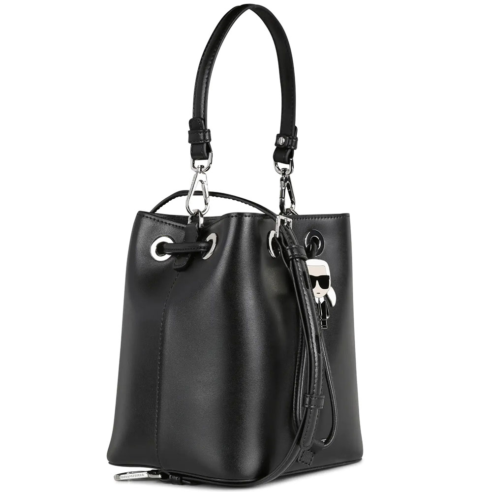 karllagerfeld卡尔拉格斐老佛爷皮革微标图案抽绳单肩包