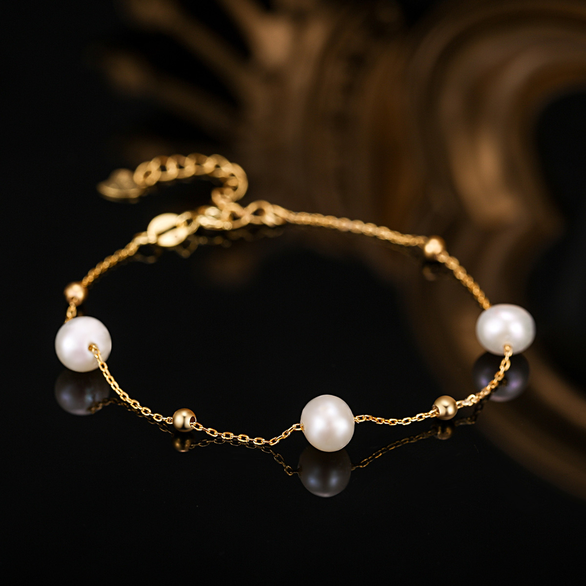 喜钻腕美系列精工镶嵌78mm天然淡水珍珠手链珍珠手串s9764