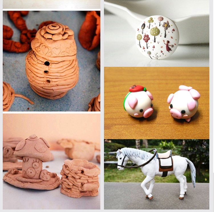 免烤陶泥免烧学生泥塑粘土儿童手工制作软陶泥diy陶土工具套装 赤1000