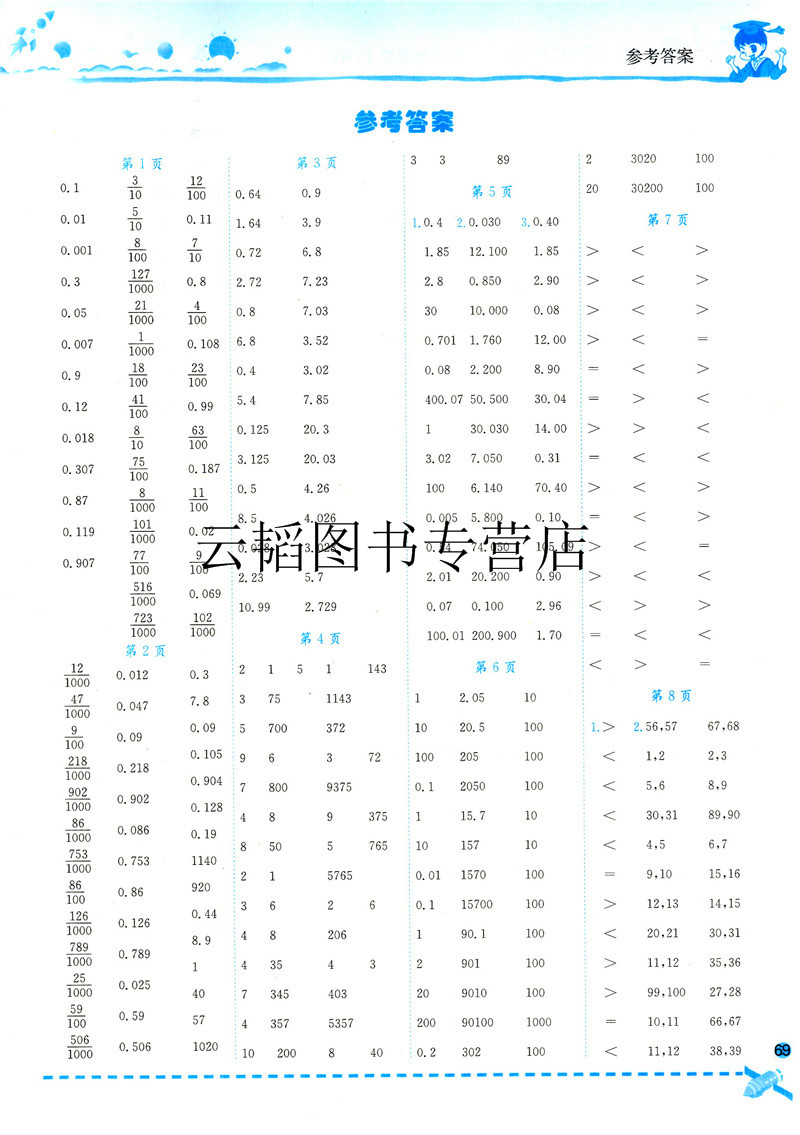 惠典正版2021新版黄冈小状元口算速算练习册 四年级下/4年级下册 数学