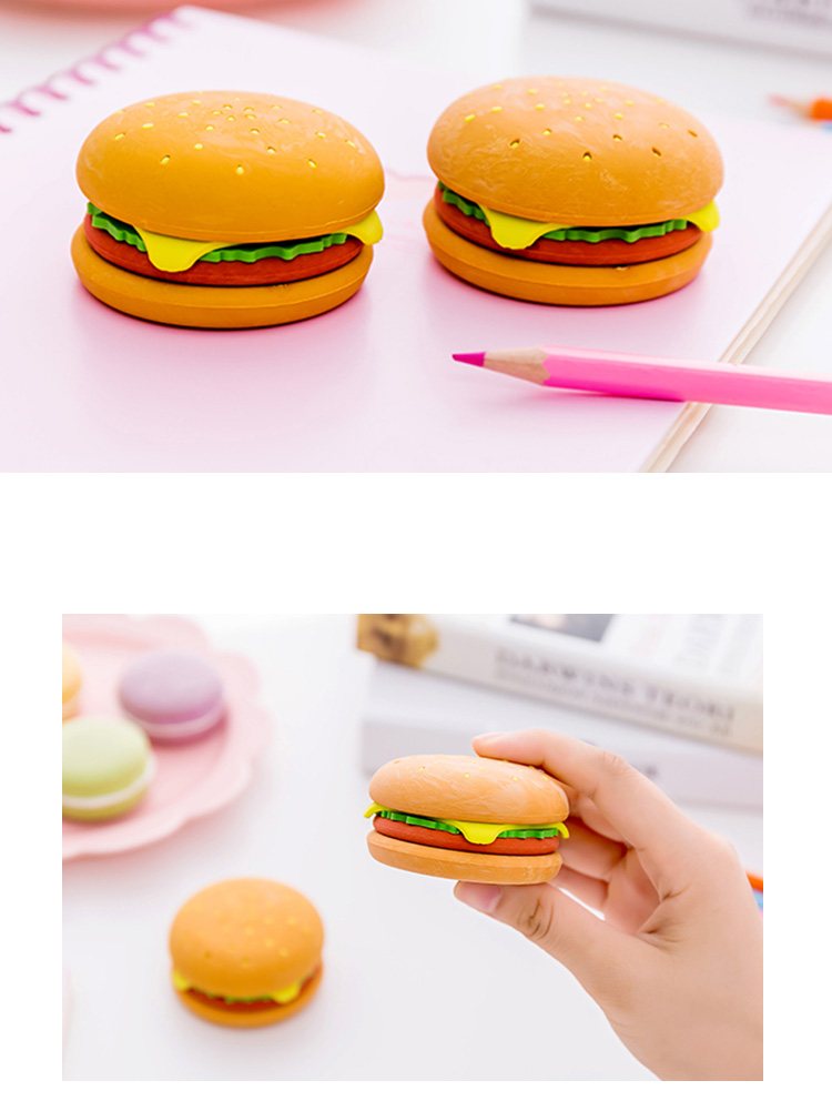 个人店其他品牌礼盒套装1 文具创意卡通可爱汉堡包造型橡皮擦小学生