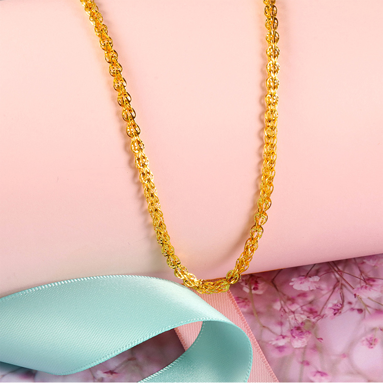 黄金码头足金9999凤尾项链女时尚简约结婚生日表白链子送女友礼物