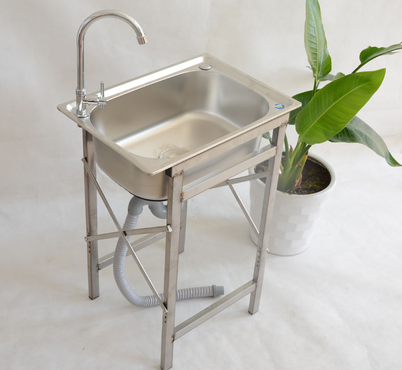 不锈钢水槽架子折叠单槽简易落地焊接支架厨房洗菜盆加厚置物架子新款