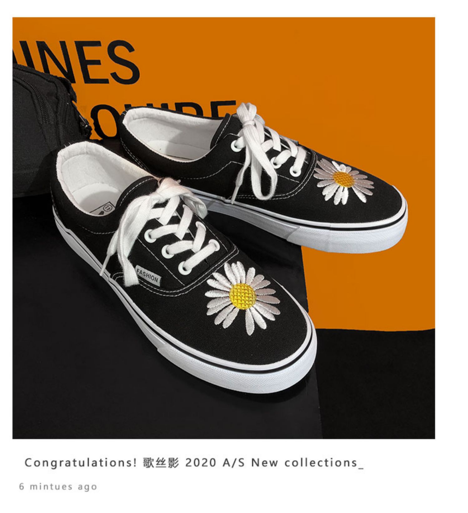 春季2021新款权志龙同款小雏菊帆布鞋男低帮韩版潮百搭情侣板鞋子