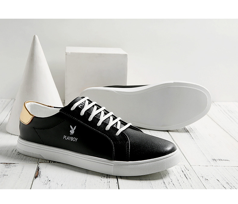 playboy)男士休闲鞋yl12057 花花公子男鞋春季小白鞋韩版潮鞋真皮鞋子