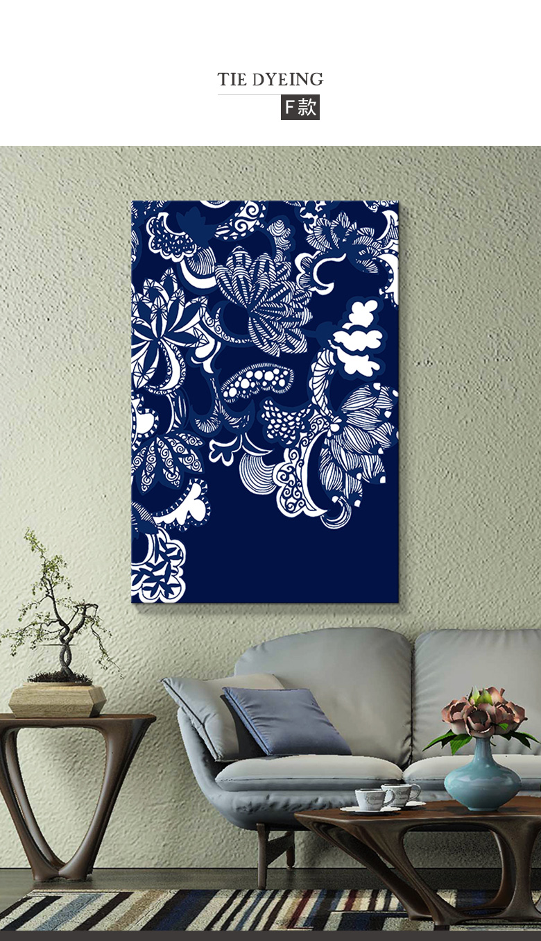 中国风玄关走道挂画扎染艺术客厅装饰画沙发背景墙画餐厅民宿壁画i款