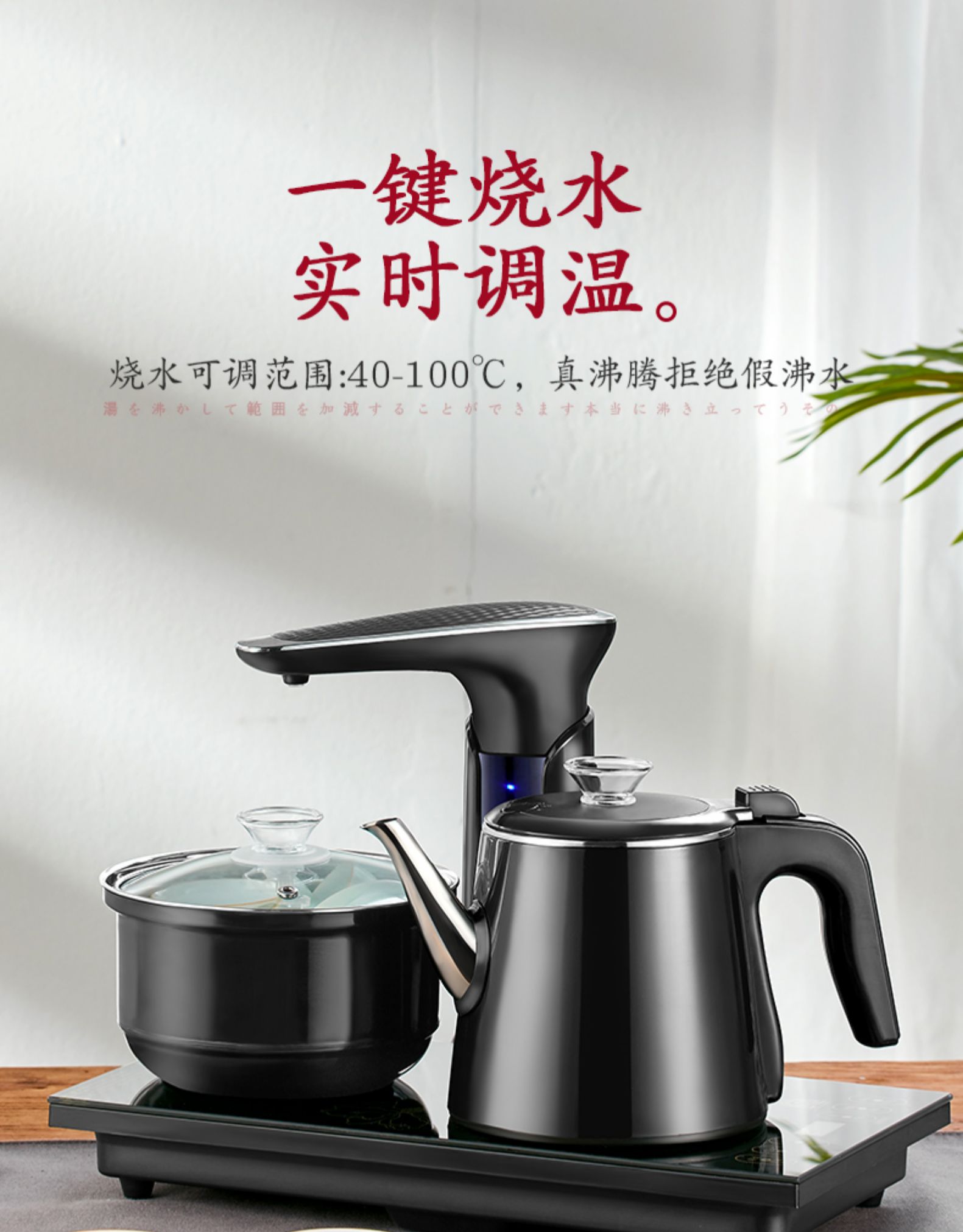 纳丽雅(naliya)全自动上水壶电热烧水家用功夫茶台泡茶专用茶具器电磁