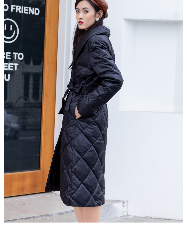 美丽衣橱双排扣羽绒服女2020冬新款时尚百搭纯色中长款外套潮