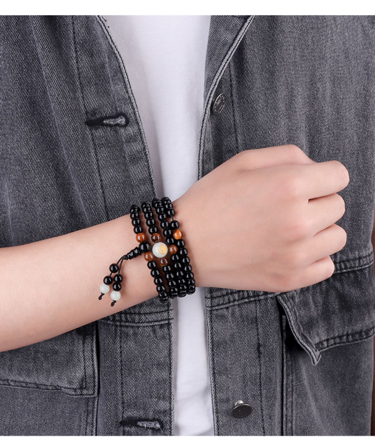 手链男潮韩版简约个性夜光十二生肖男士佛珠手串男生珠子串珠手饰生肖