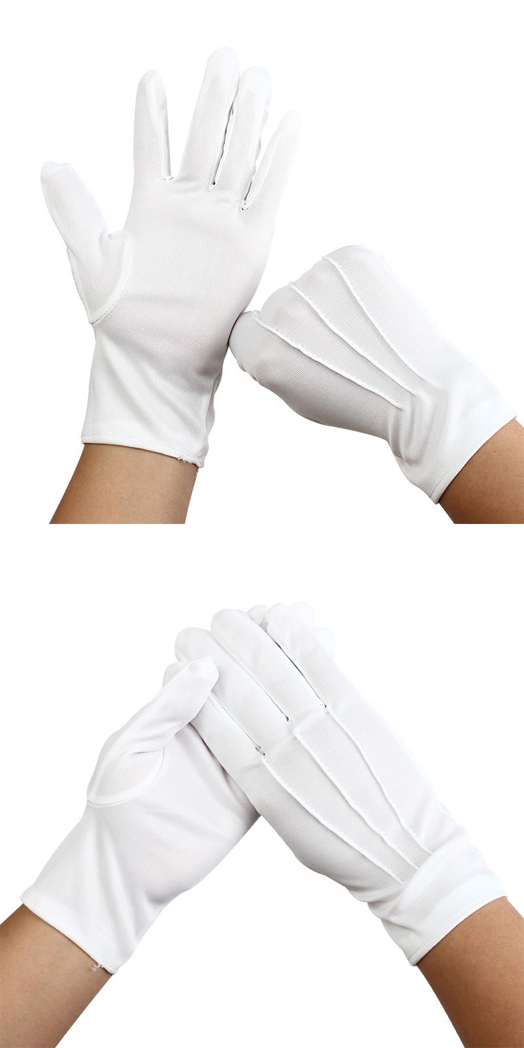 三筋礼仪手套xtl813涤纶三礼仪白手套薄厚款阅兵执勤保安手套100双起