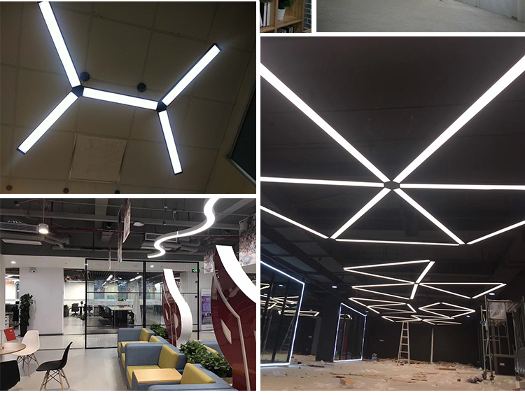 led长条灯办公室吸顶吊线双管日光灯长方造型办公室吊灯厂房灯具