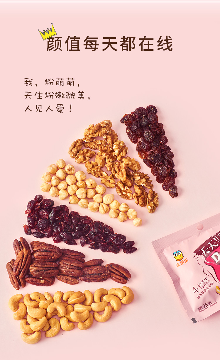 来伊份坚果组合每日坚果175g袋装果仁零食天天早餐萌萌派