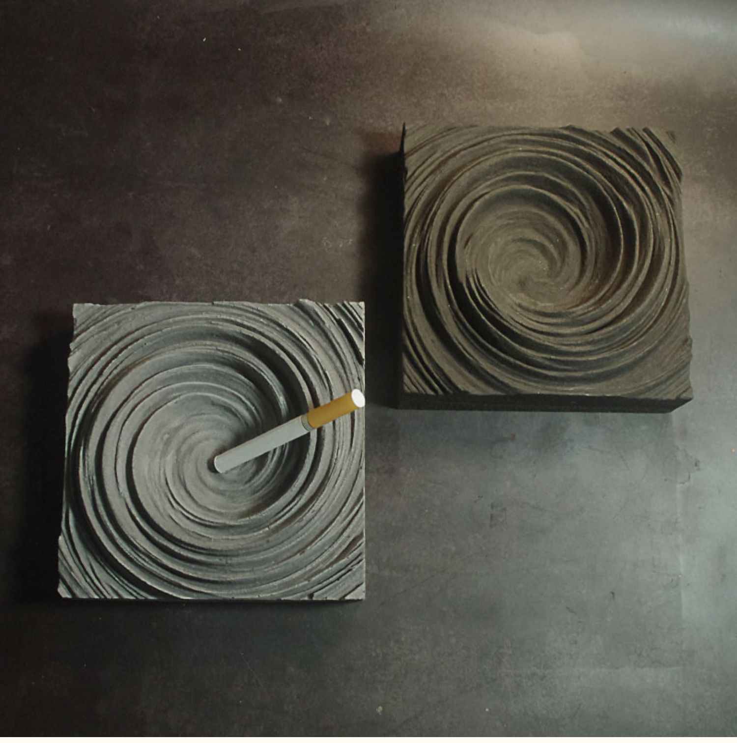 封后冬官手作水泥混凝土原创台风眼旋涡烟灰缸个性创意烟缸北欧ing黑