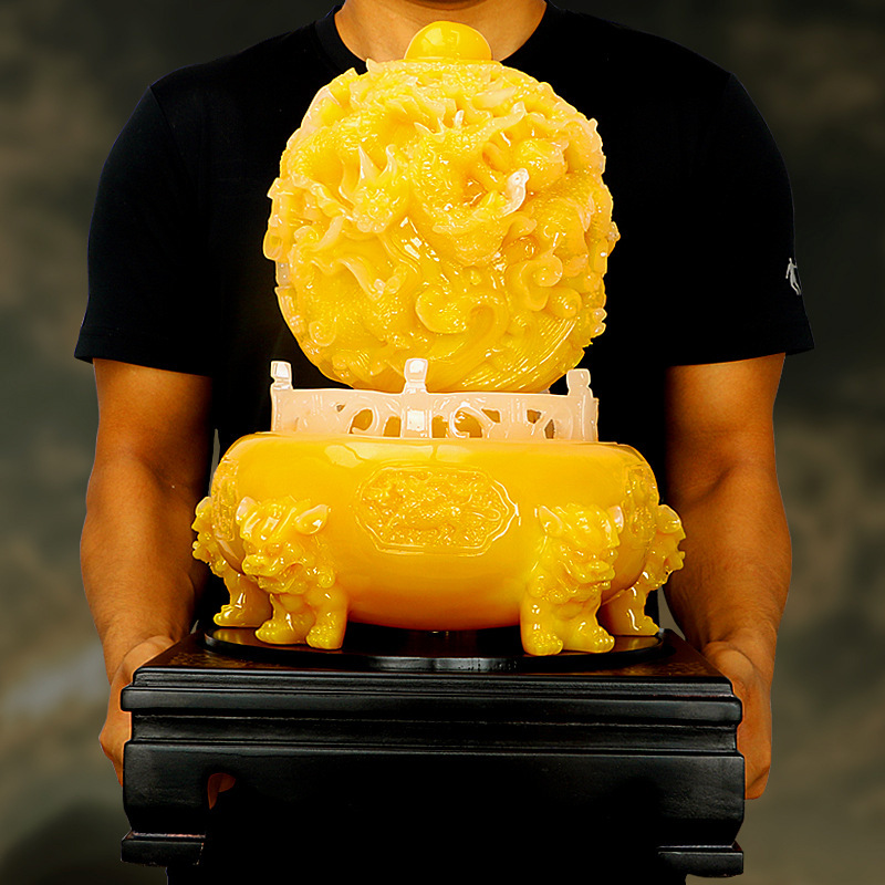 九龙转乾坤鼎摆件招财聚宝盆现代中式家居装饰电视柜乔迁礼品