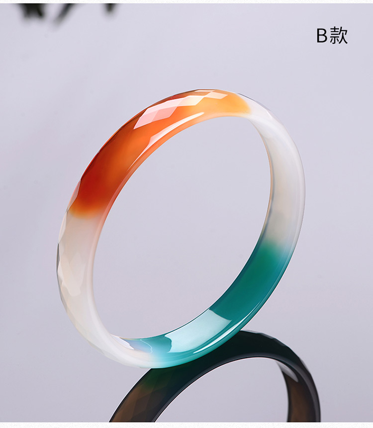 istone/石头记天然彩色玛瑙吉利手环手镯女宝玉石饰品送礼送女友
