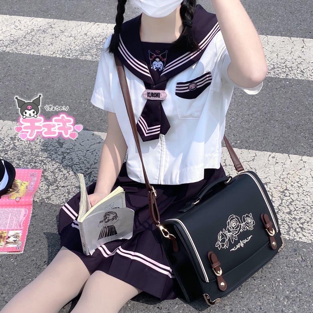库洛米jk制服送领结水手服套装正统日系夏服短袖上衣女学生两件套上衣