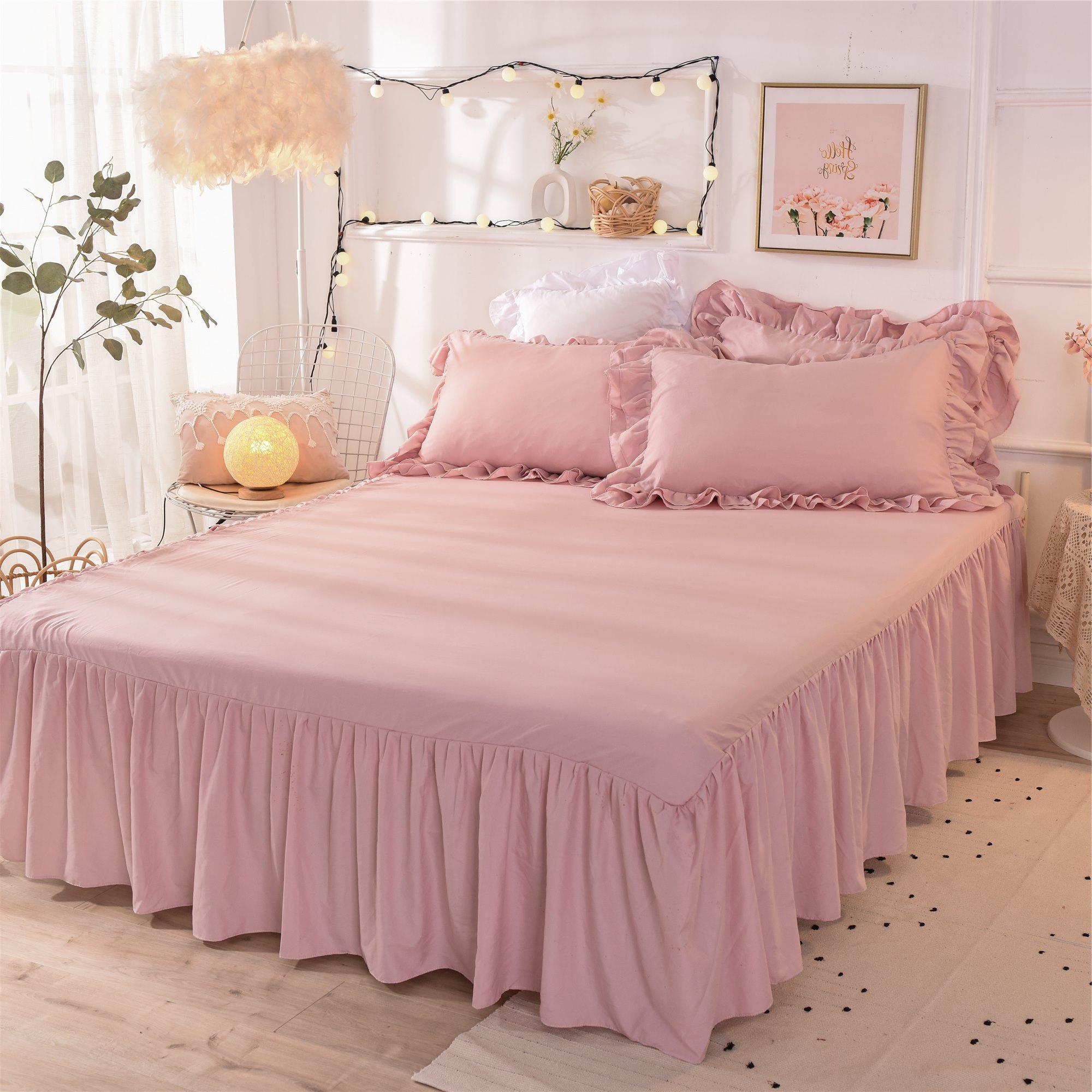 棉床裙式床罩单件全棉防尘保护套1.5米1.