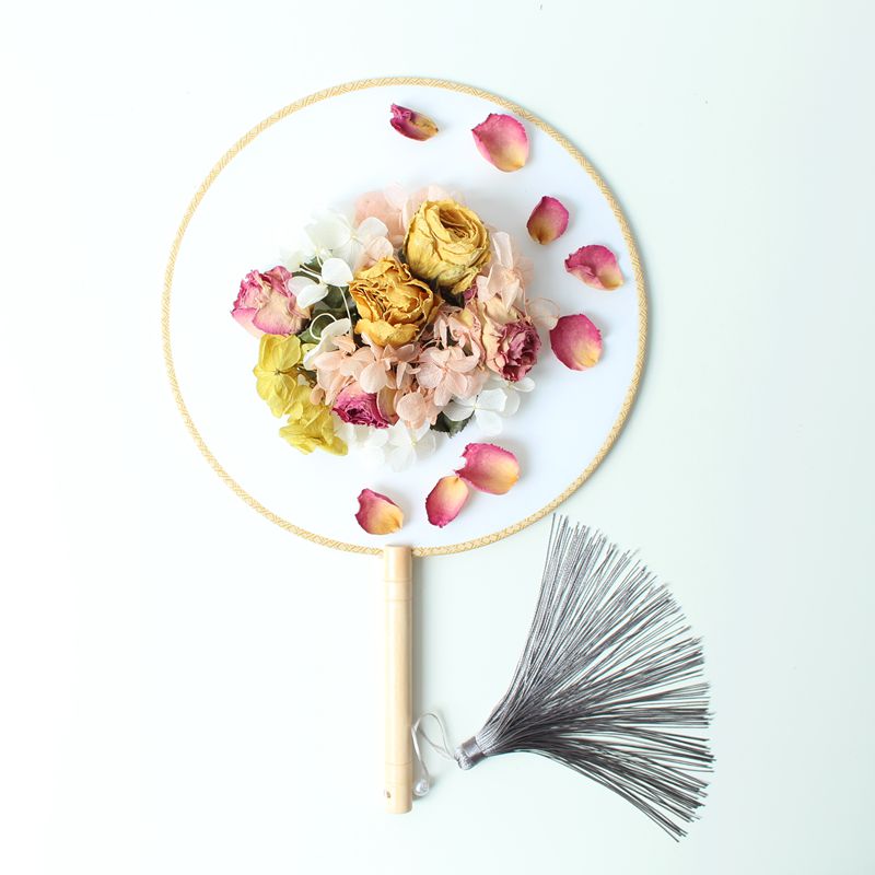 古风团扇干花diy材料花艺亲子母亲节活动沙龙永生花手工材料包