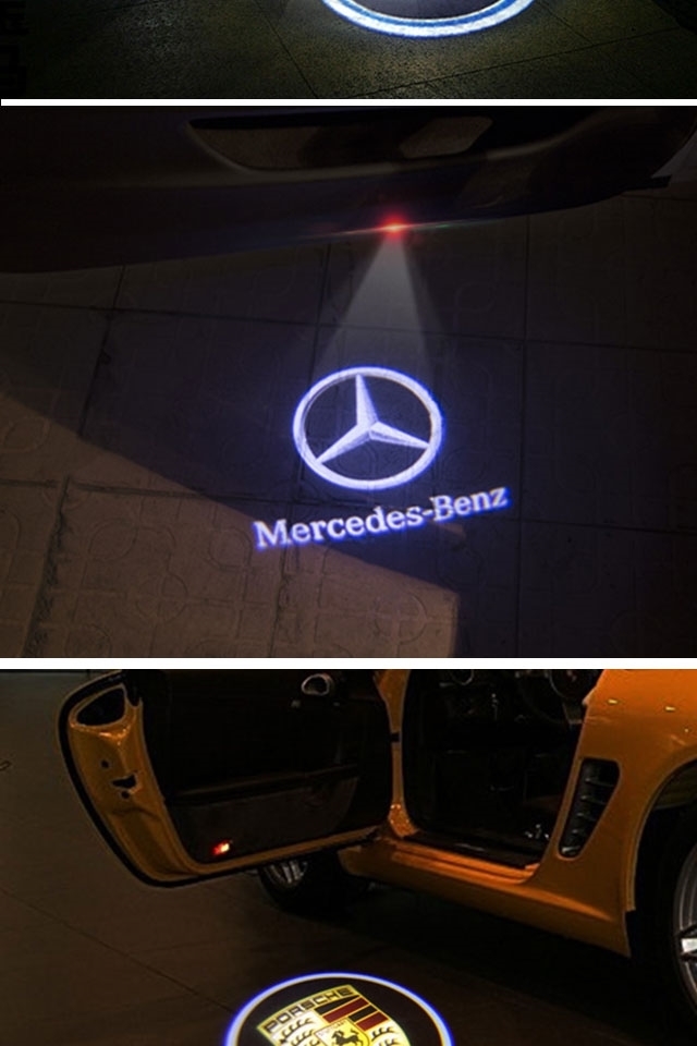 汽车迎宾灯车门投影灯免接线开门灯高清感应照地灯镭射装饰氛围灯